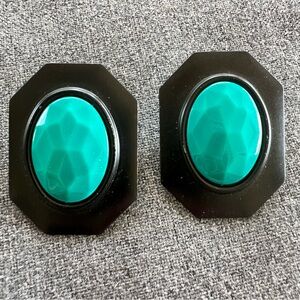 Black and Teal Statement Earrings